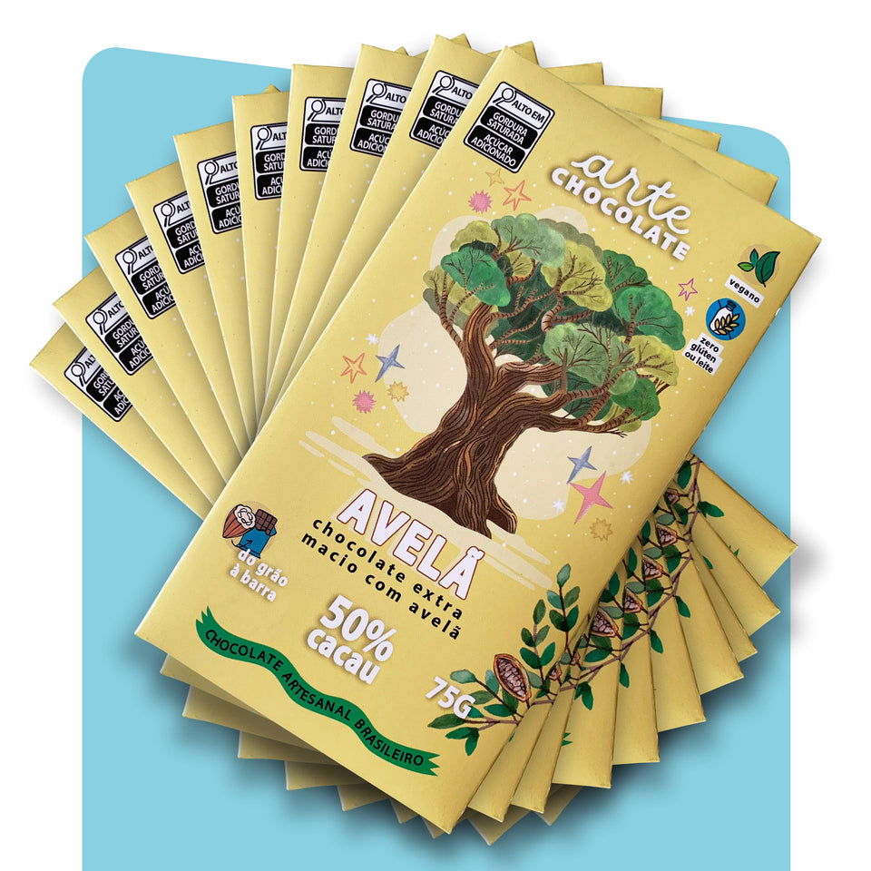 Chocolate 50% Cacau com Avelã Coleção com 10 Barras 750g