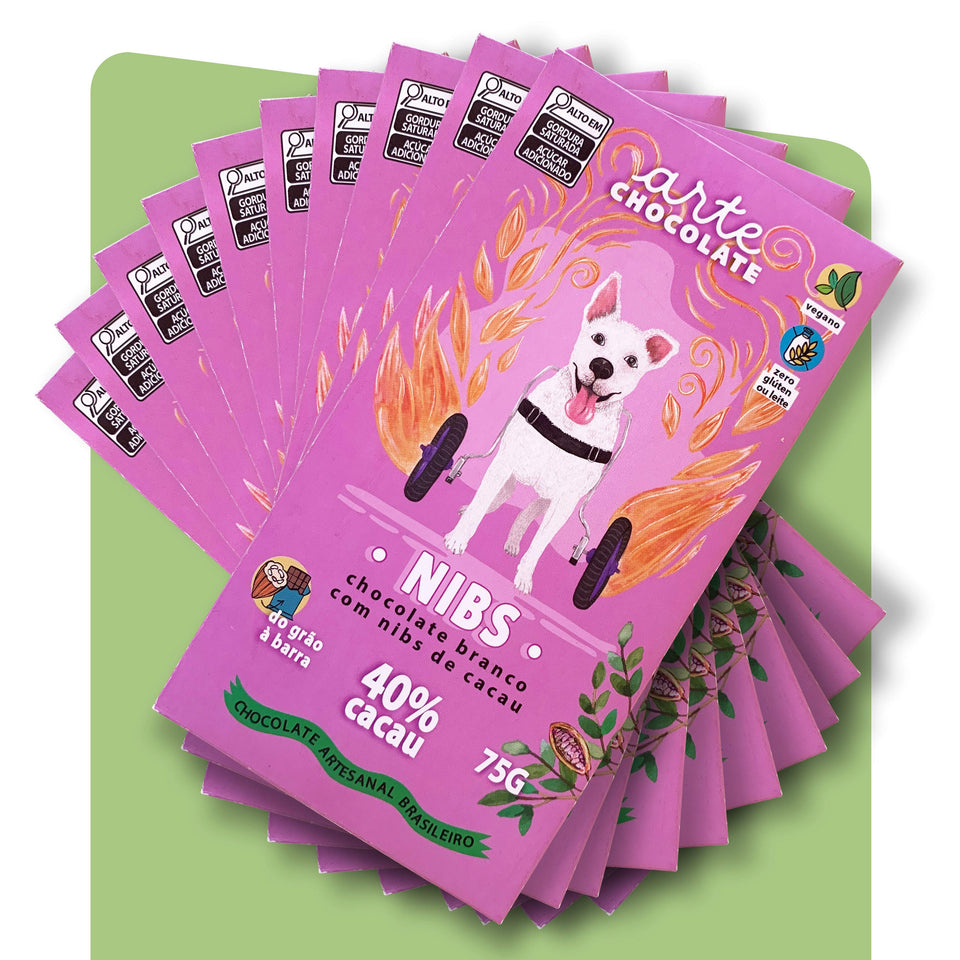 Chocolate Branco com Nibs Coleção com 10 Barras 750g