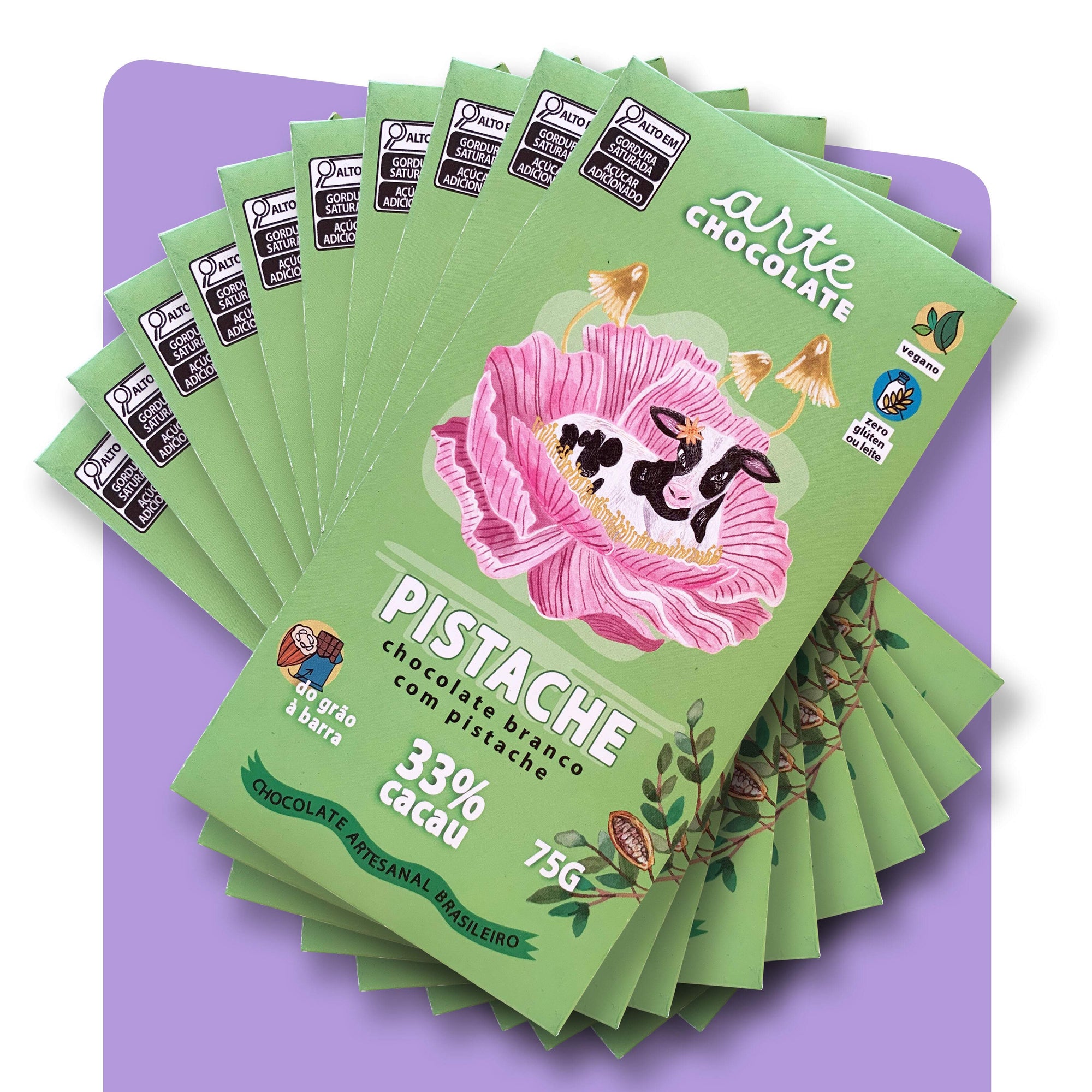 Chocolate Branco com Pistache Coleção com 10 Barras 750g