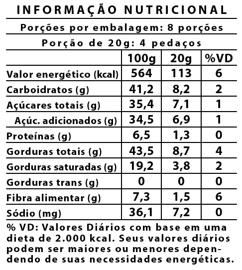 Barra de Chocolate 50% Cacau com Avelã 75g