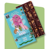 Barra de Chocolate 70% Cacau Orgânico com Castanha de Baru & Flor de Sal total 75g