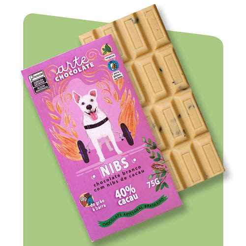 Barra de Chocolate Branco com Nibs de Cacau 75g