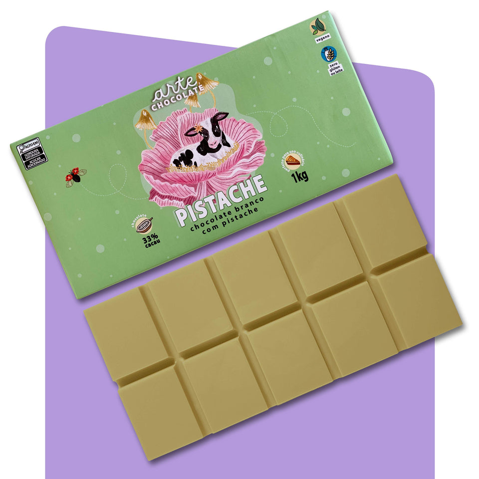 Barra de Chocolate Branco com Pistache Uso Culinário 1kg