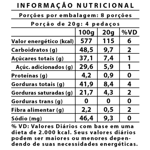 Barra de Chocolate Branco com Nibs de Cacau 75g