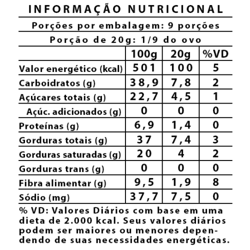 Ovo De Páscoa 55% Cacau Adoçado com Tâmara 180g